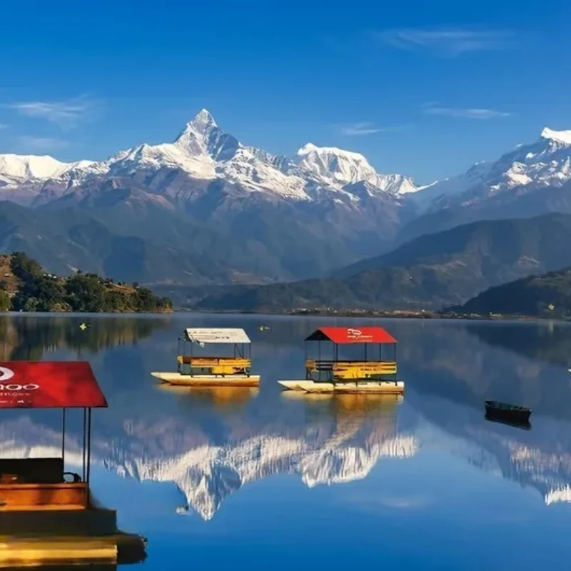 Beautiful and clear reflection of Annapurna in water-Fhewa Lake